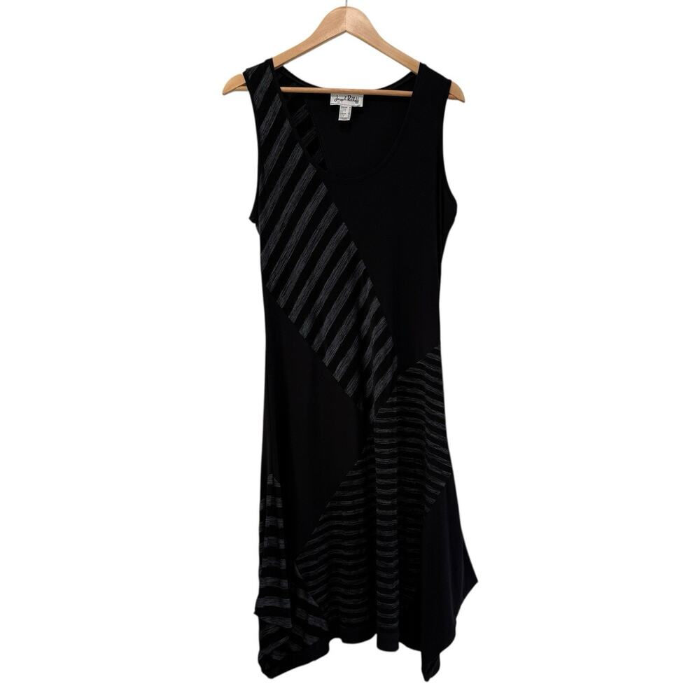Vtg Joseph Ribkoff Asymmetrical Sleeveless Liquid Knit Midi Dress Size 10 Witchy